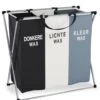 Landys Wasmand 3 Vakken - Opvouwbare Wassorteerder Met NL Opdruk - Aluminium Frame - 90L