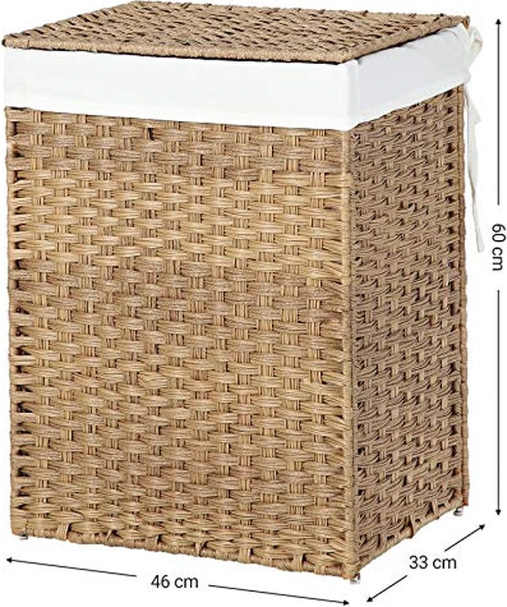 Wasmand - Wasmanden Met Deksel - Wasmand Met Deksel - Opbergbox - 68 X 52,6 X 7,2 Cm - Rieten - Bruin 2 Wasmand - Wasmanden Met Deksel - Wasmand Met Deksel - Opbergbox - 68 X 52,6 X 7,2 Cm - Rieten - Bruin - Afbeelding 2