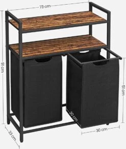 Songmics Wasmand, Wasverzamelaar, 2 Vakken, 2 Planken, Metalen Frame, 2 X 46 Liter, 73 X 33 X 91 Cm, Vintabruin-zwart BLH211B01 11 Songmics Wasmand, Wasverzamelaar, 2 Vakken, 2 Planken, Metalen Frame, 2 X 46 Liter, 73 X 33 X 91 Cm, Vintabruin-zwart BLH211B01 -Leifheit Store 1017x1200 1