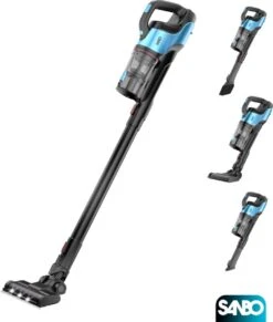 Sanbo Draadloze Steelstofzuiger Air Pro Max 9000 Series - Zwart / Blauw - Incl. Ophangsysteem - Zakloos - Draadloos - 4 In 1 - Turbostand