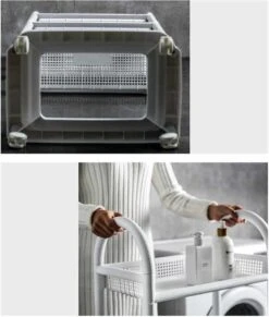 Wasmand Op Wielen - Badkamer Organizer - 3 Lagen - Afneembare Wasmand - Wit -Leifheit Store 1020x1200 1