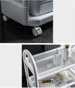 Wasmand Op Wielen - Badkamer Organizer - 3 Lagen - Afneembare Wasmand - Wit -Leifheit Store 1025x1200