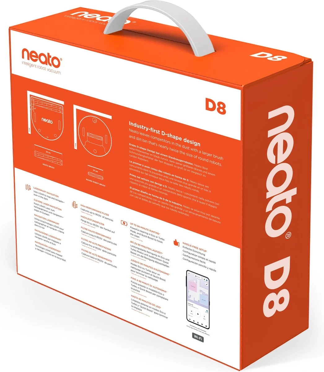 Neato® D8 Intelligente Robotstofzuiger - D-vormig Design, Lasermapping-navigatie, Alexa-verbinding, 100 Minuten Looptijd Met Automatisch Opladen En Hervatten - Indigo Blauw 10 Neato® D8 Intelligente Robotstofzuiger - D-vormig Design, Lasermapping-navigatie, Alexa-verbinding, 100 Minuten Looptijd Met Automatisch Opladen En Hervatten - Indigo Blauw - Afbeelding 10