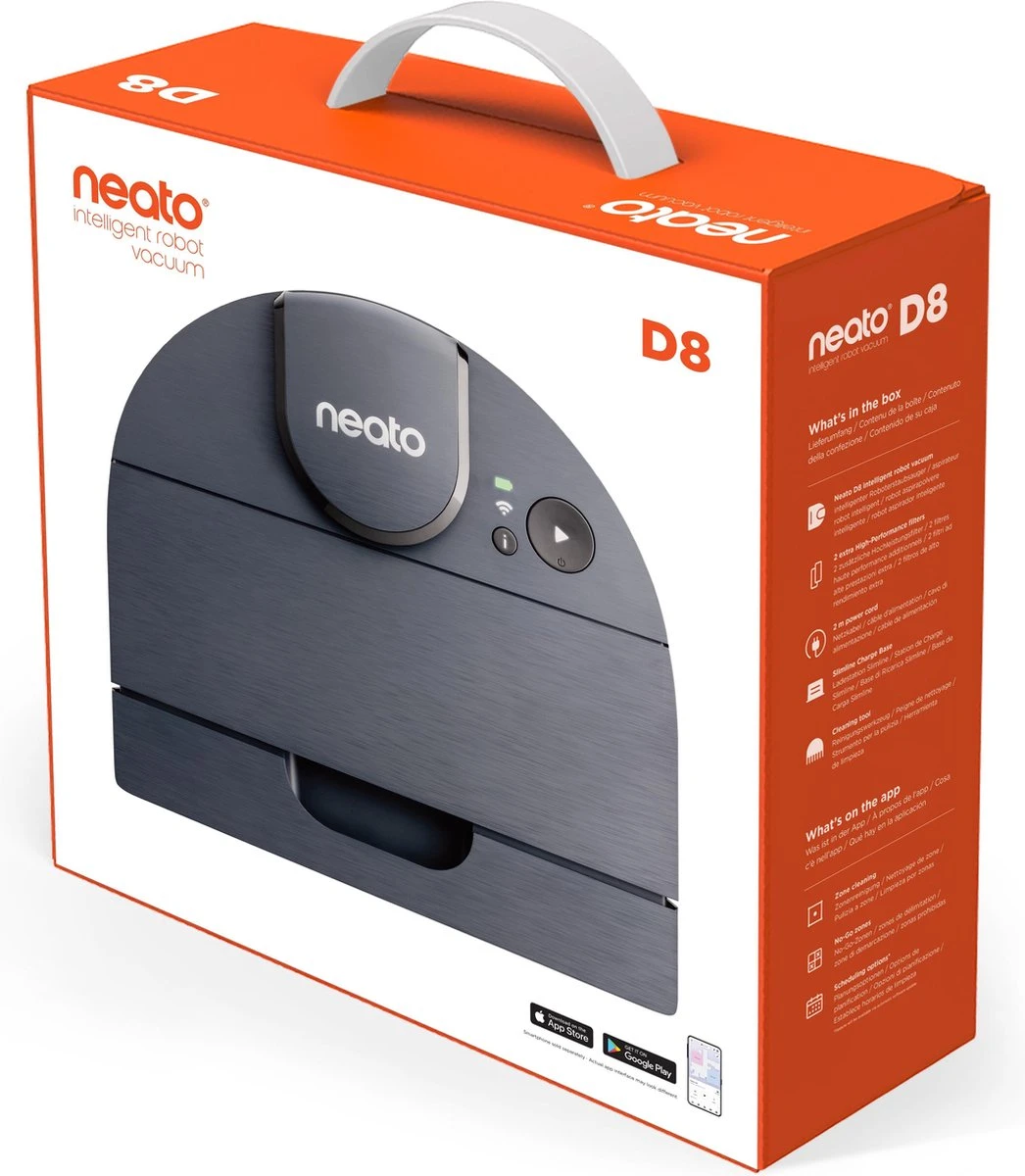 Neato® D8 Intelligente Robotstofzuiger - D-vormig Design, Lasermapping-navigatie, Alexa-verbinding, 100 Minuten Looptijd Met Automatisch Opladen En Hervatten - Indigo Blauw 11 Neato® D8 Intelligente Robotstofzuiger - D-vormig Design, Lasermapping-navigatie, Alexa-verbinding, 100 Minuten Looptijd Met Automatisch Opladen En Hervatten - Indigo Blauw - Afbeelding 11