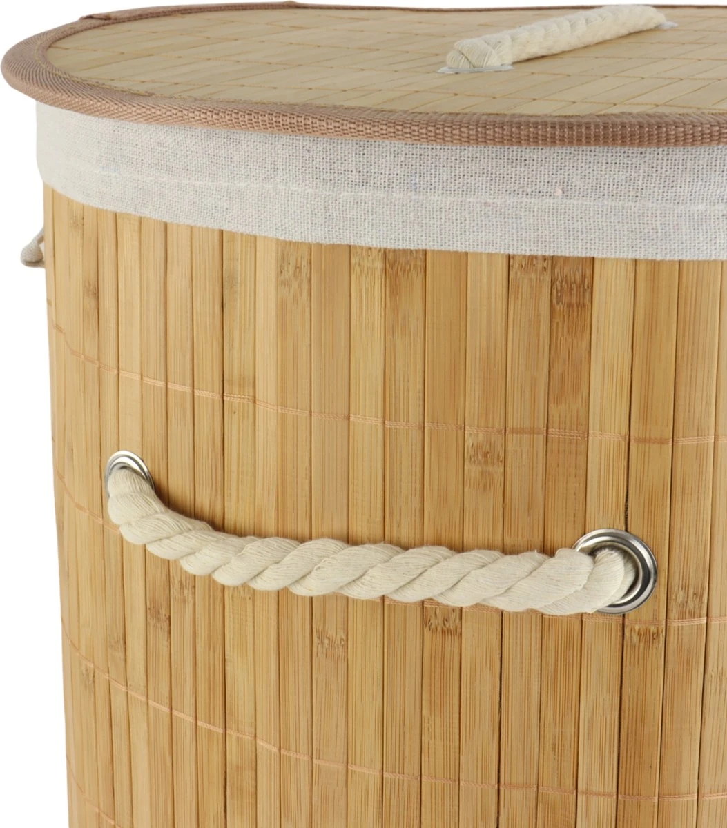 Orange85 Wasmand - Met Deksel - Rond Bamboe - 48 Liter - Bruin - 35x50 Cm - Wasmanden 5 Orange85 Wasmand - Met Deksel - Rond Bamboe - 48 Liter - Bruin - 35x50 Cm - Wasmanden - Afbeelding 5