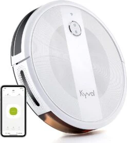 Kyvol Robotstofzuiger Cybovac E20 Wit, 2000Pa Wifi/Alexa/app, Automatische Zelfopladende Robotstofzuiger Met 150 Min Looptijd, Slanke, Stille Mini-reinigingsrobot Voor Huisdierenhaar, Harde Vloeren En Tapijten