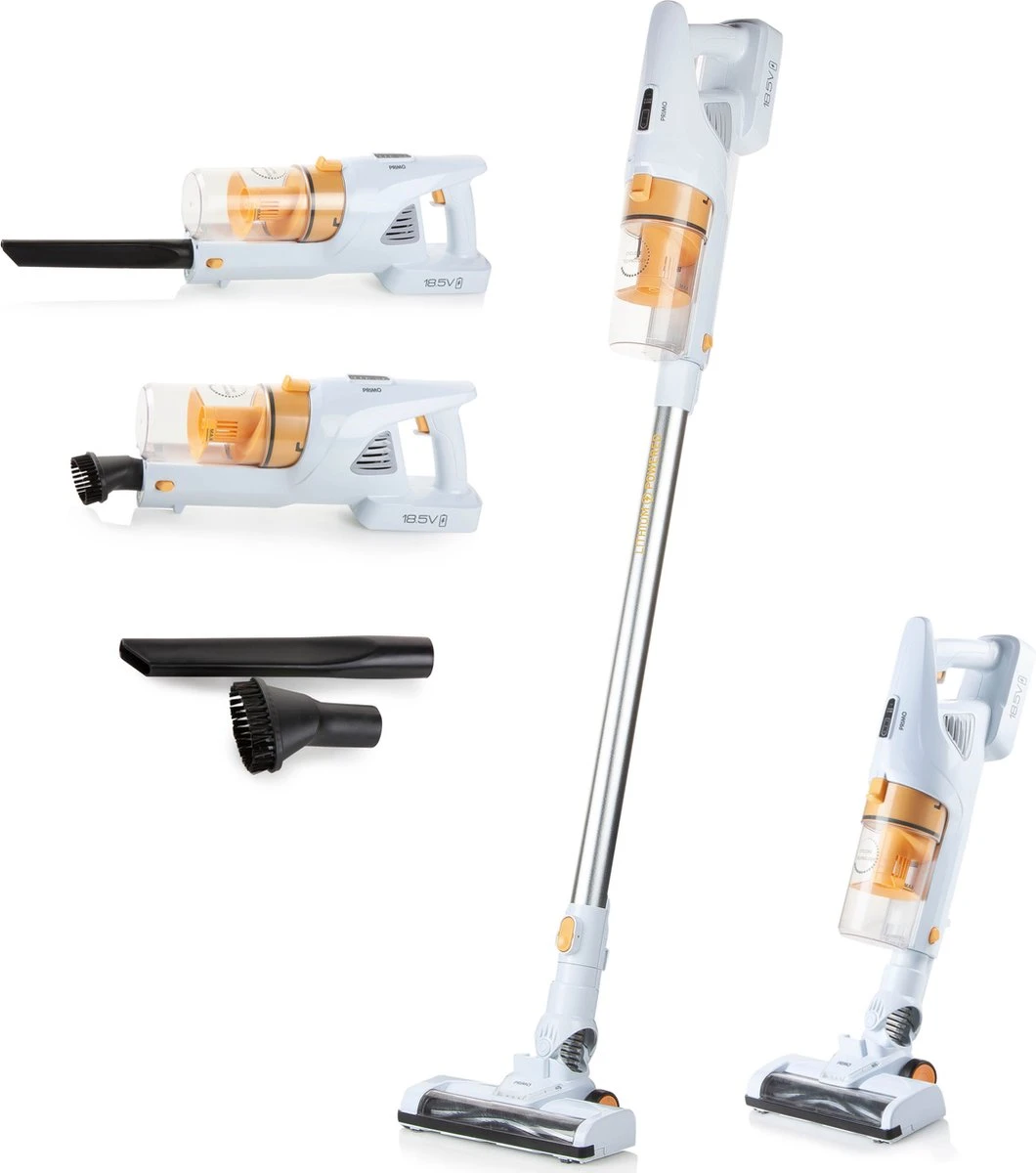 PRIMO PR500SV Stofzuiger Zonder Zak - 3-in-1 Steelstofzuiger Draadloos - Kruimelzuiger - HEPA Filter - Wit/Peach 1 PRIMO PR500SV Stofzuiger Zonder Zak - 3-in-1 Steelstofzuiger Draadloos - Kruimelzuiger - HEPA Filter - Wit/Peach