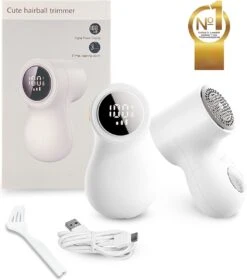Undicat Pluizenverwijderaar – Oplaadbaar-Draadloss- Extra Borstelset– Kledingontpluizer – Sterk Zuigsysteem – Pluisverwijderaar -Wit– Draagbare Lint Remover– Digitale Power Scherm-3 Standen-