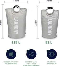Wonair Wasmand – Wasbox - Wastas - Laundry Wasmand - Opvouwbaar – 81L – Lichtgrijs 15 Wonair Wasmand – Wasbox - Wastas - Laundry Wasmand - Opvouwbaar – 81L – Lichtgrijs -Leifheit Store 1075x1200 2