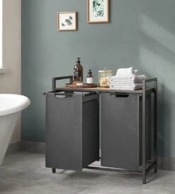 Merkloos Wasmand - Wasverzamelaar - 2 Vakken - Met Plank - Wassorteerbak - Metalen Frame, 2 Uitneembare Vakken Van Oxford Stof - Met Klittenbandsluiting - Vintage Bruin-Grijs 11 Merkloos Wasmand - Wasverzamelaar - 2 Vakken - Met Plank - Wassorteerbak - Metalen Frame, 2 Uitneembare Vakken Van Oxford Stof - Met Klittenbandsluiting - Vintage Bruin-Grijs -Leifheit Store 1084x1200 1