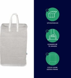 Wonair - Wasmand - Opberger - Organizer - Wastas - Opvouwbaar - Met Hengsel - Grijs - 72L -Leifheit Store 1095x1200