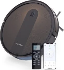Auronic Robotstofzuiger - WiFi En App - 1400Pa - Automatisch Laadstation - Dubbel Filtersysteem - Zwart
