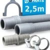 Dparts Afvoerslang Verlengset - 2,5m - Voor Vaatwasser En Wasmachine Slang - 19mm X 21mm Verlengslang - Met Afvoerslang Verbindingsstuk, Bocht Voor Afvoerslang En Slangklemmen - Waterafvoerslang - 2.5 Meter Waterslang Flexibel