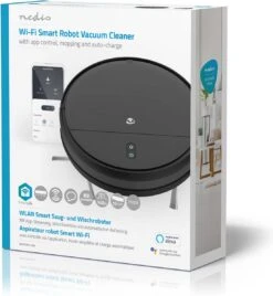 Nedis Robotstofzuiger - Willekeurig - Wi-Fi - Capaciteit Opvangreservoir: 0.2 L - Automatisch Opladen - Maximale Gebruiksduur: 90 Min - Zwart - Android™ / IOS -Leifheit Store 1104x1200 1