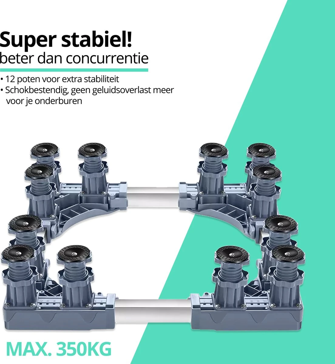 Jokenz® Wasmachine Verhoger 12 Poten - Wasmachine Ombouw Kast - Anti-vibratie - Verstelbaar - Opbouwmeubel- Tot 350kg 2 Jokenz® Wasmachine Verhoger 12 Poten - Wasmachine Ombouw Kast - Anti-vibratie - Verstelbaar - Opbouwmeubel- Tot 350kg - Afbeelding 2