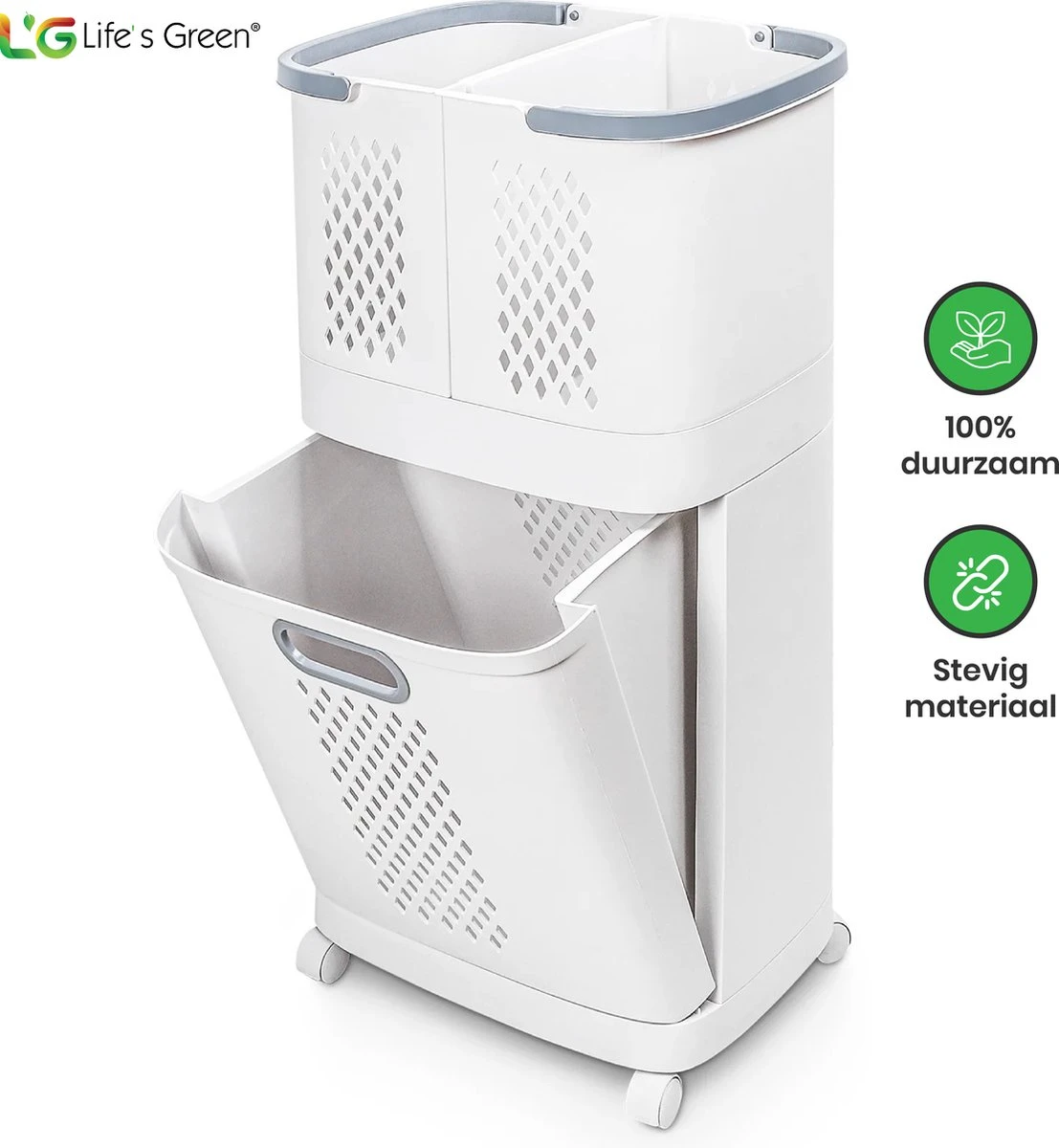 Life’s Green® - Wasmand - Wassorteerder - Wasmand 3 Vakken - Wit 1 Life’s Green® - Wasmand - Wassorteerder - Wasmand 3 Vakken - Wit