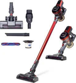 Auronic Steelstofzuiger - Draadloos - 4-in-1 - Op Batterij - 160W - Rood/Grijs