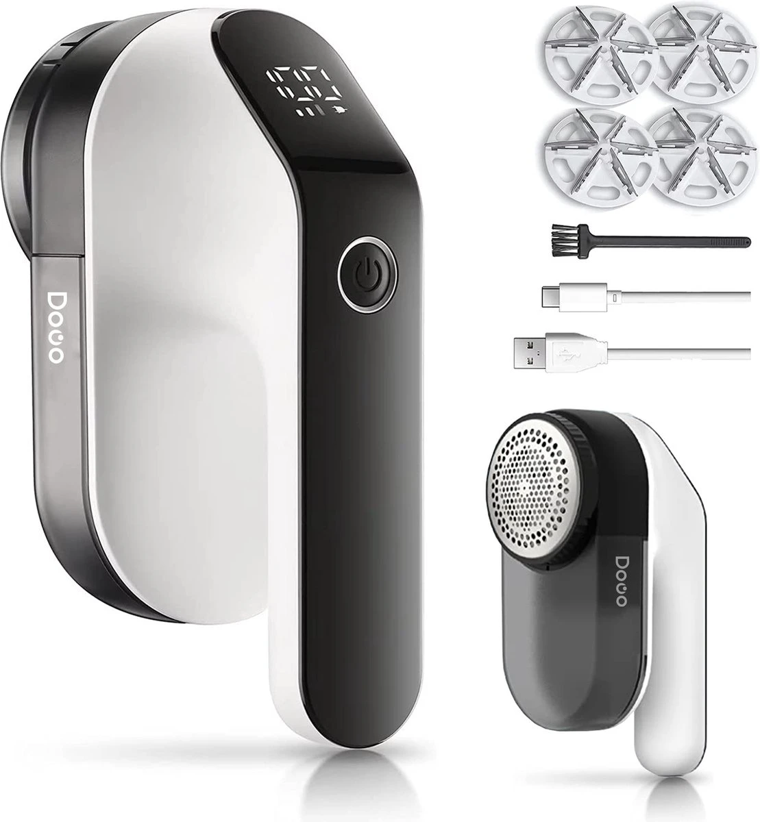 DOWO® - Elektrische Pluizenverwijderaar - Ontpluizer - Draadloos En Oplaadbaar - Pluizentondeuse - 3 Extra Opzetstukken - Zwart 1 DOWO® - Elektrische Pluizenverwijderaar - Ontpluizer - Draadloos En Oplaadbaar - Pluizentondeuse - 3 Extra Opzetstukken - Zwart