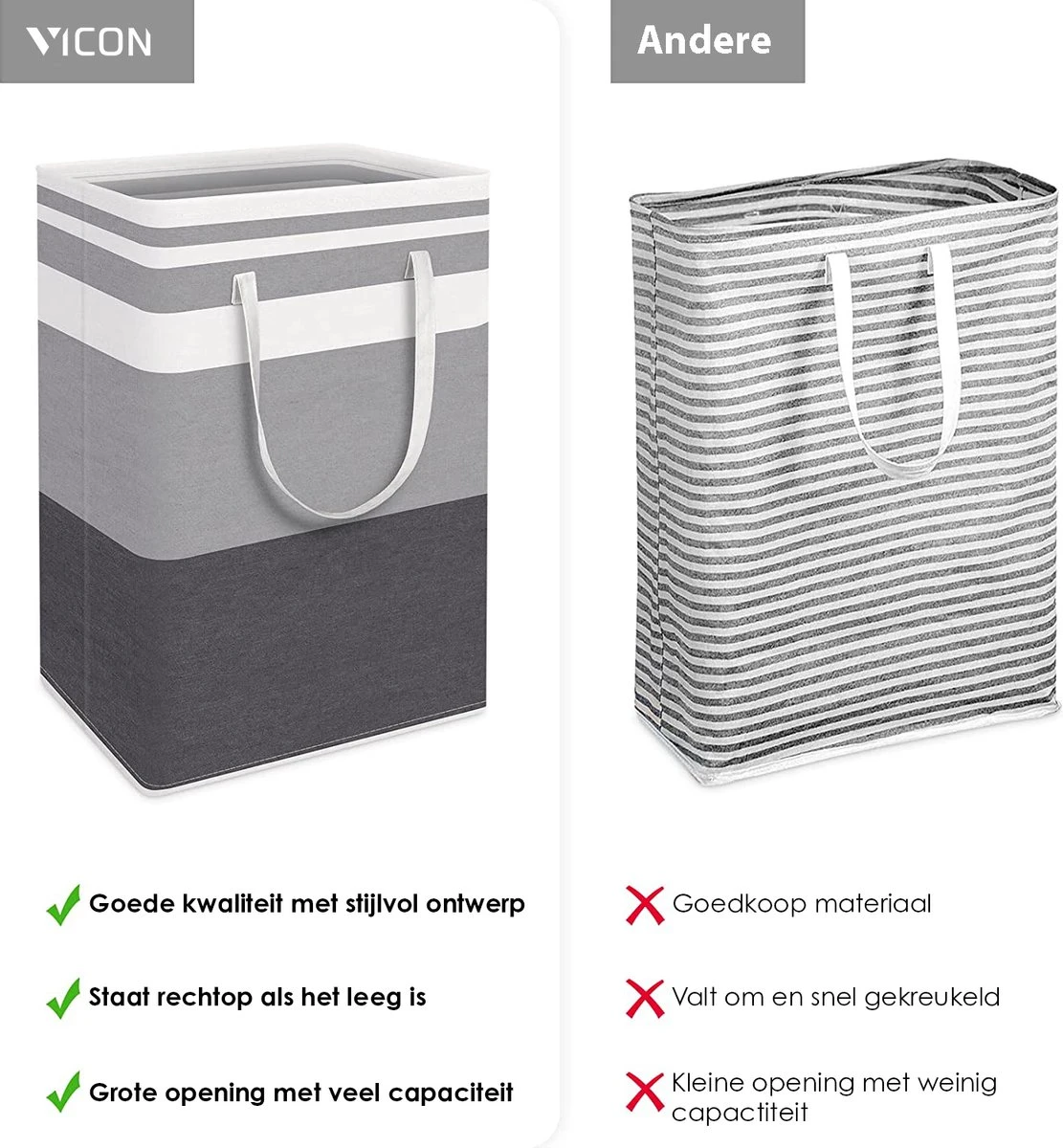 Draagbare Wasmand Met Versterkte Handgrepen - Set Van 3 X 75L Inhoud - Opvouwbaar - Waszakken Voor Wasgoed - Wassorteerder - Organizer Kleding - Wasbox 6 Draagbare Wasmand Met Versterkte Handgrepen - Set Van 3 X 75L Inhoud - Opvouwbaar - Waszakken Voor Wasgoed - Wassorteerder - Organizer Kleding - Wasbox - Afbeelding 6