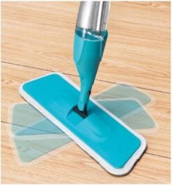 2Clean Vloermop Met Spray - Microvezel Doek - Blauw/Wit -Leifheit Store 1113x1200
