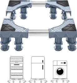 Jokenz® Wasmachine Verhoger 12 Poten - Wasmachine Ombouw Kast - Anti-vibratie - Verstelbaar - Opbouwmeubel- Tot 350kg