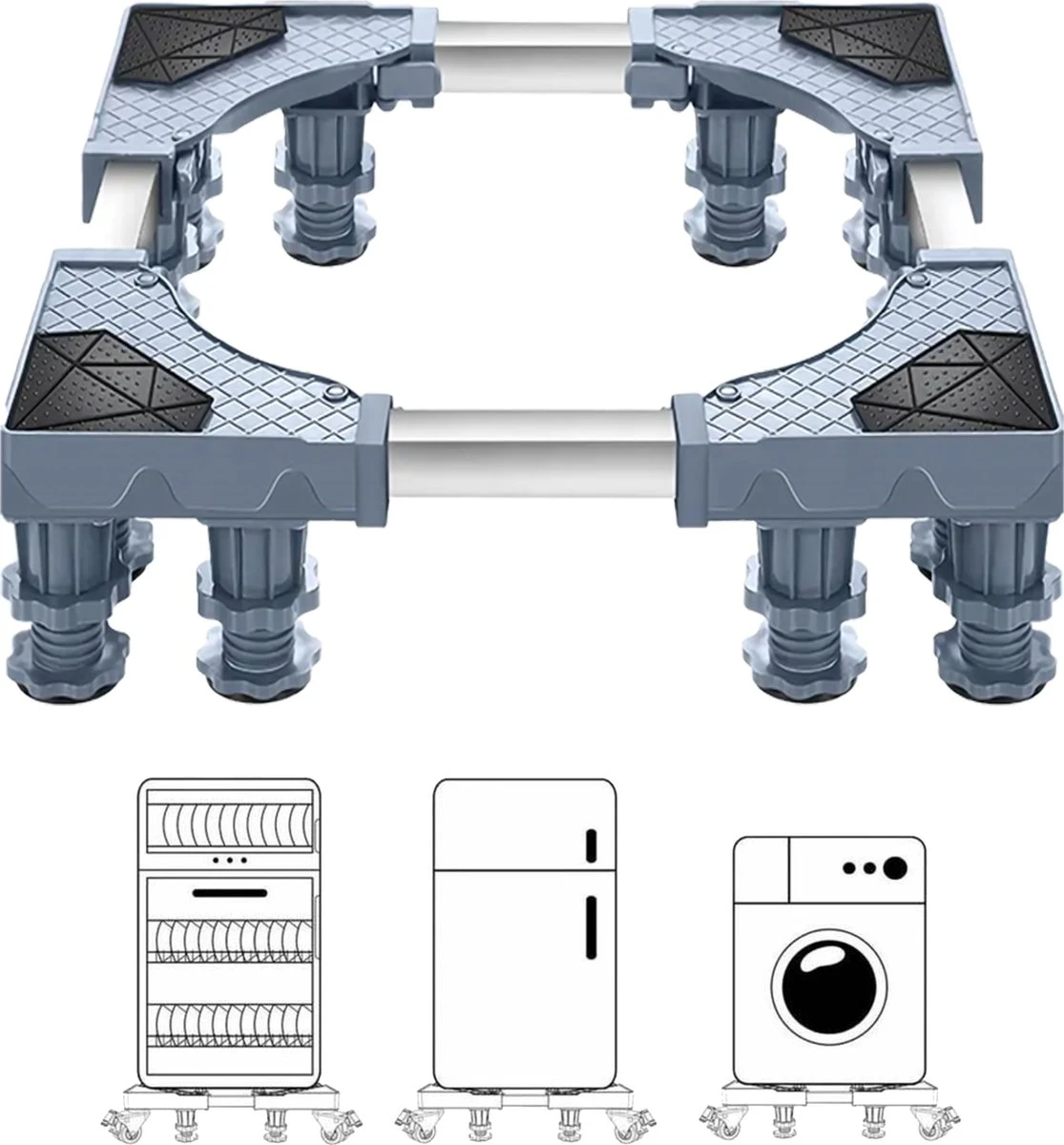 Jokenz® Wasmachine Verhoger 12 Poten - Wasmachine Ombouw Kast - Anti-vibratie - Verstelbaar - Opbouwmeubel- Tot 350kg 1 Jokenz® Wasmachine Verhoger 12 Poten - Wasmachine Ombouw Kast - Anti-vibratie - Verstelbaar - Opbouwmeubel- Tot 350kg