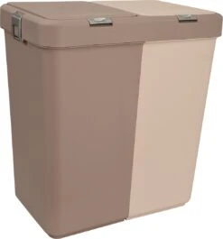 Motek® - Wasmand - 2 Vakken Met Deksel - Met Touch Deksel - Gemaakt Van 100% Gerecycled Kunststof - 80 L - Wasmand Met Deksel - Wassorteerder - Beige -Leifheit Store 1118x1200 4
