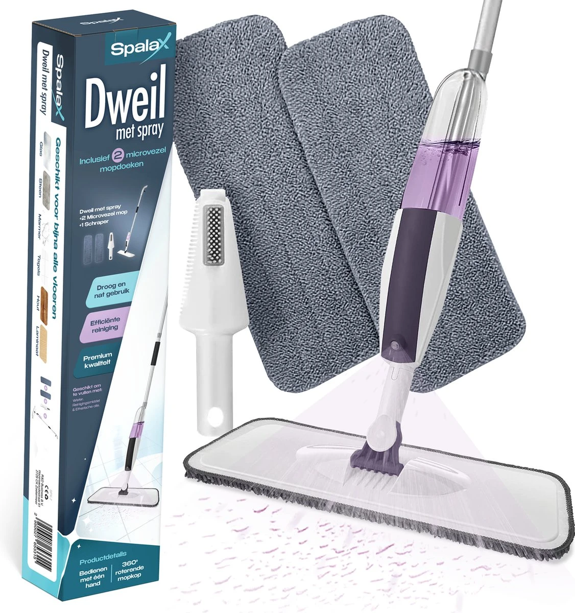 Spalax Dweil - Mop - Dweilsysteem - Vloerwisser Badkamer - Dweilset - Mopset - Vloermop 4 Spalax Dweil - Mop - Dweilsysteem - Vloerwisser Badkamer - Dweilset - Mopset - Vloermop - Afbeelding 4