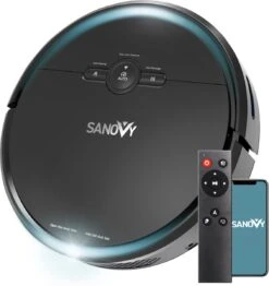 Sanovy 3 In 1 Robotstofzuiger Met Dweilfunctie - 1800 PA- Automatische Laadstation - Dweilrobot – App