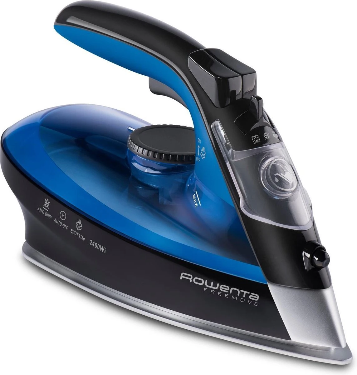 Rowenta Freemove DE5010 Stoomstrijkijzer Microsteam 400 Soleplate 2400W Zwart, Blauw 2 Rowenta Freemove DE5010 Stoomstrijkijzer Microsteam 400 Soleplate 2400W Zwart, Blauw - Afbeelding 2