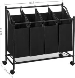 Acaza Stevige Wassorteerder - Wasmand Op Wieltjes Met 4 Uitneembare Vakken - 140L - Zwart -Leifheit Store 1151x1200 3