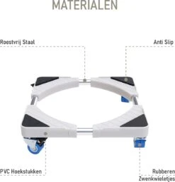Noswo Wasmachine Verhoger - Tot 300 KG - Verstelbare Multitool - Anti Vibratie Dempers - Ook Geschikt Voor Vaatwasser, Koelkast, Vriezer En Droger - 45/63 X 11/13 Cm - Met Wieletjes -Leifheit Store 1155x1200 5