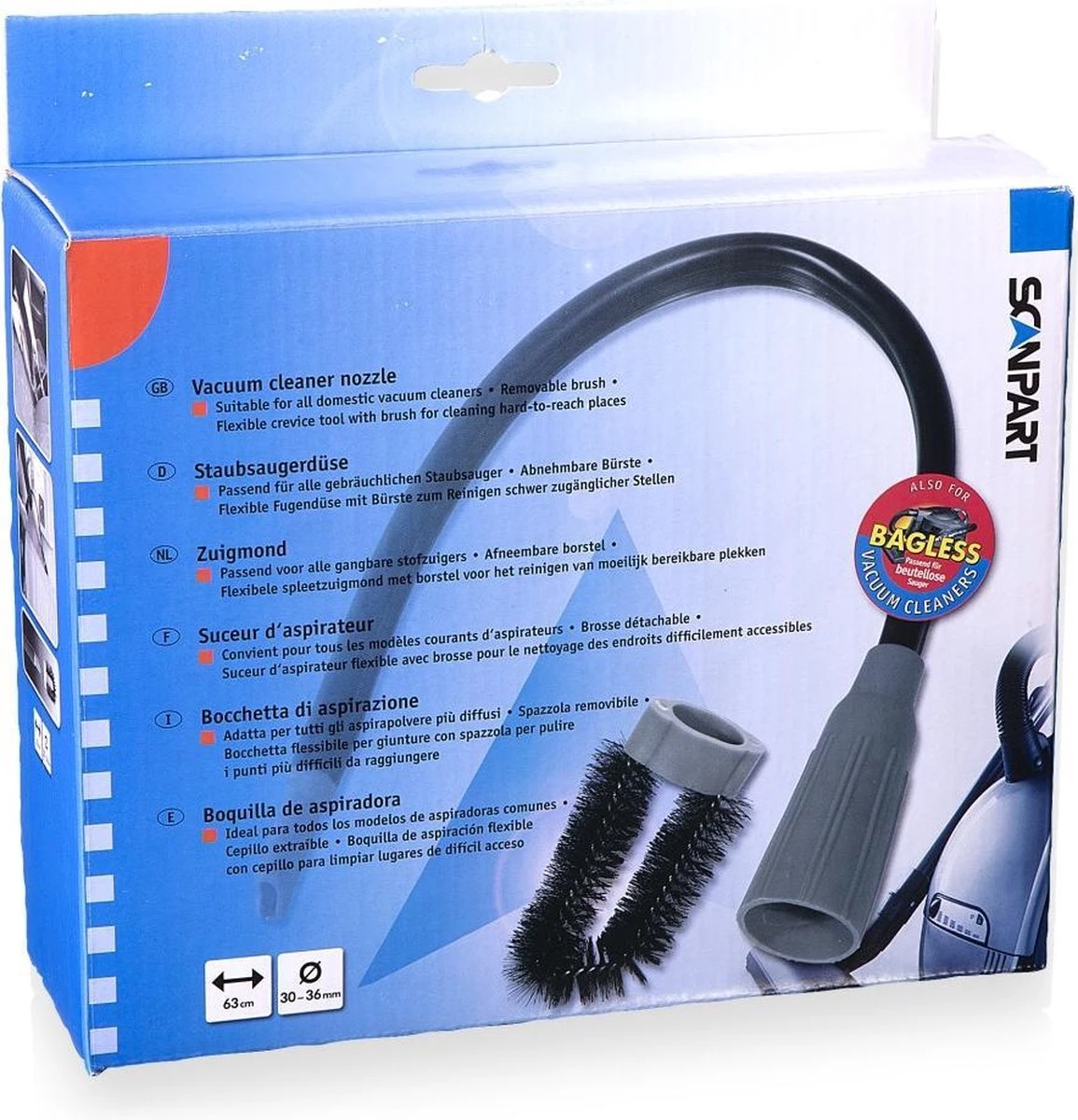 Scanpart Kierenzuigmond Flexibel 30 Mm + 36 Mm - Lengte 63 Cm - Universeel - Met Afneembare Radiatorborstel 3 Scanpart Kierenzuigmond Flexibel 30 Mm + 36 Mm - Lengte 63 Cm - Universeel - Met Afneembare Radiatorborstel - Afbeelding 3
