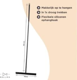 Mellira - Vloerwisser - Vloertrekker Met Steel - Watertrekker Voor Douche - Douchewisser Badkamer - Inclusief Ophanghaak - RVS - Zwart (kerstcadeau Met Verpakking) -Leifheit Store 1157x1200