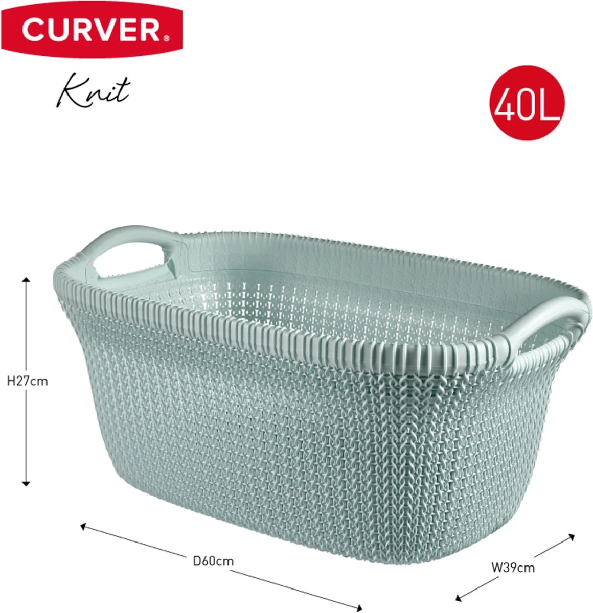 Curver Knit Wasmand Met Deksel 57L + Wasmand 40L - Blauw/Grijs 8 Curver Knit Wasmand Met Deksel 57L + Wasmand 40L - Blauw/Grijs - Afbeelding 8