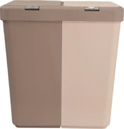 Motek® - Wasmand - 2 Vakken Met Deksel - Met Touch Deksel - Gemaakt Van 100% Gerecycled Kunststof - 80 L - Wasmand Met Deksel - Wassorteerder - Beige -Leifheit Store 1160x1200 4