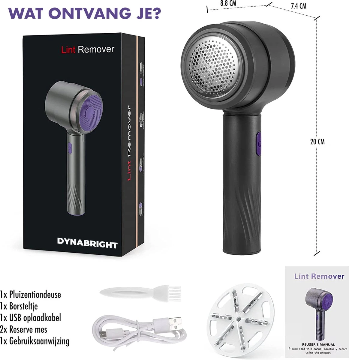 DynaBright Elektrische Pluizenverwijderaar - Draadloos - 2 Extra Opzetstukken - Pluizentondeuse - Grijs 7 DynaBright Elektrische Pluizenverwijderaar - Draadloos - 2 Extra Opzetstukken - Pluizentondeuse - Grijs - Afbeelding 7