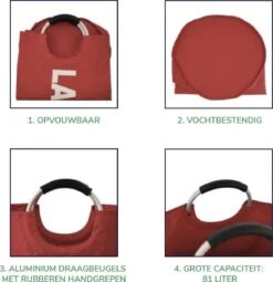 Wonair® Wasmand – Waszak – Wassorteerder - Opvouwbaar – Rood – 81L -Leifheit Store 1164x1200 10