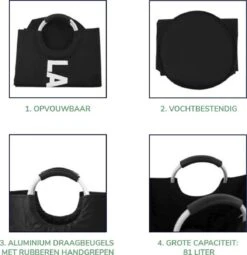 Wonair Wasmand – Waszak – Laundry Bag - Wassorteerder - Opvouwbaar – 81L – Zwart 12 Wonair Wasmand – Waszak – Laundry Bag - Wassorteerder - Opvouwbaar – 81L – Zwart -Leifheit Store 1164x1200 7