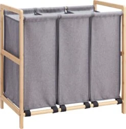 ACAZA Wasmand - Wassorteerder Met 3 Vakken - Stof / Bamboe - Grijs -Leifheit Store 1165x1200 1
