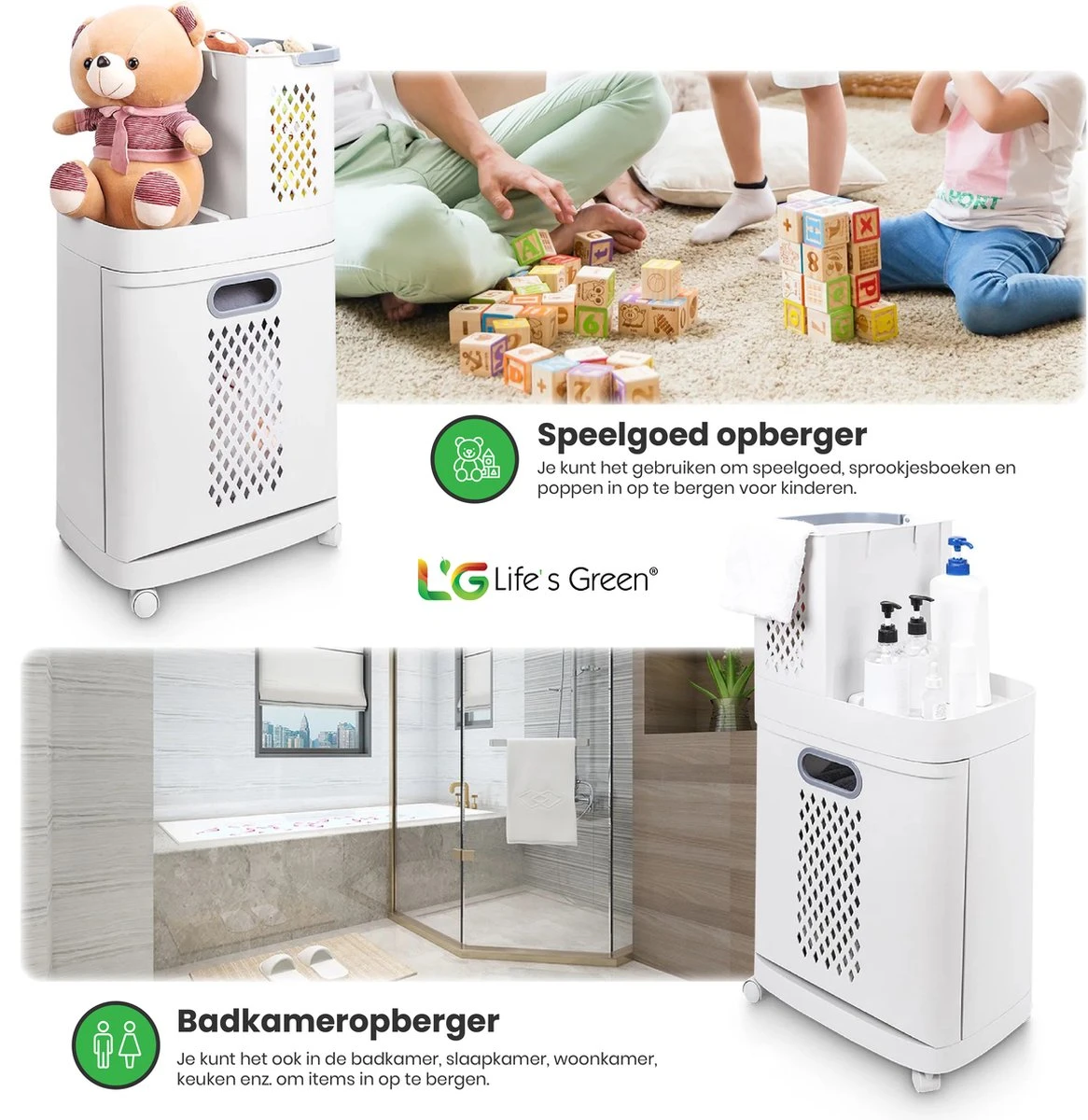Life’s Green® - Wasmand - Wassorteerder - Wasmand 3 Vakken - Wit 8 Life’s Green® - Wasmand - Wassorteerder - Wasmand 3 Vakken - Wit - Afbeelding 8