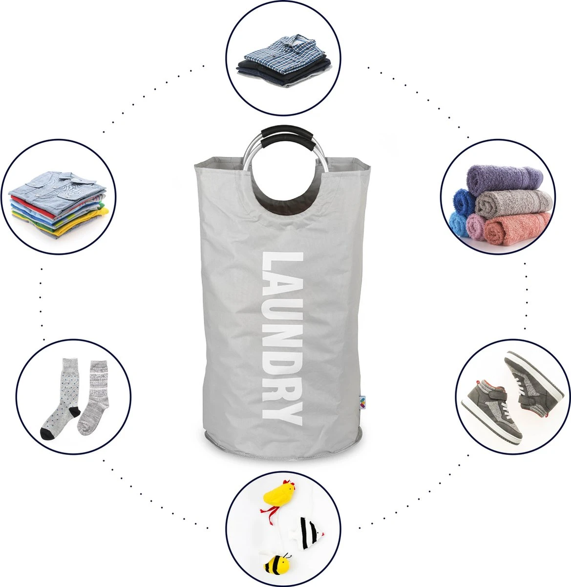 Wonair Wasmand – Wasbox - Wastas - Laundry Wasmand - Opvouwbaar – 81L – Lichtgrijs 5 Wonair Wasmand – Wasbox - Wastas - Laundry Wasmand - Opvouwbaar – 81L – Lichtgrijs - Afbeelding 5