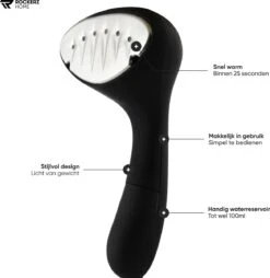 Kledingstomer - Handstomer - Stoomreiniger - Stomer - Luxe Uitvoering - Krachtig En Stijlvol - Inclusief Maatbeker - Snel Opgewarmd (25 Sec) - Geschenkverpakking- 1500W - Merk: Rockerz Home - Kleur: Zwart -Leifheit Store 1169x1200 10