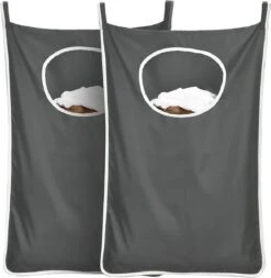 Merkloos Wasmand Hangend - 2 Stuks - Zwart - 120 Liter - Hangende Opvouwbare Waszak