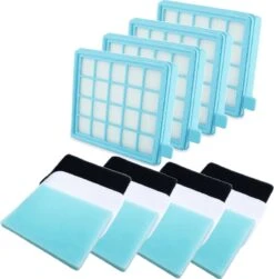 4x Vervangingsset Compatibel Met Philips PowerPro Compact En Active (16 Onderdelen) Motor En Uitblaasfilter EPA10 FC8058/01 - 432200493801