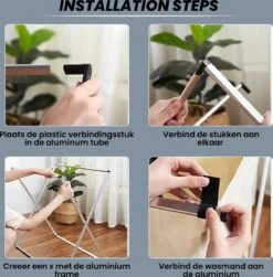 Wasmand 3 Vakken 90L - Opvouwbare Wassorteerder Met NL Opdruk - Aluminium Frame - -Leifheit Store 1182x1200