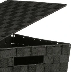 Merkloos Decopatent® Wasmanden Met Deksel - 60 Liter - Geweven Wasmand - Wasbox Met Optil Deksel - Polypropyleen - Afm 33x33x53 Cm - Zwart -Leifheit Store 1183x1200 2