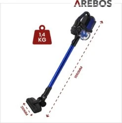 AREBOS - 2-in-1 Steelstofzuiger Draadloos - Stofzuiger Zonder Zak 200W - Kruimelzuiger - Handstofzuiger - Turboborstel Met LED - Stofzuiger Met Zak - Blauw -Leifheit Store 1188x1200 14