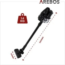 AREBOS - 2-in-1 Steelstofzuiger Draadloos - Stofzuiger Zonder Zak 200W - Kruimelzuiger - Handstofzuiger - Turboborstel Met LED - Stofzuiger Met Zak - Zwart -Leifheit Store 1188x1200 19