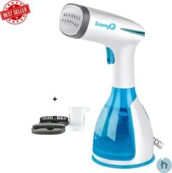 Thuys Handstomer - Stoomapparaat Kleding - Warmt Snel Op - Kledingstomer Voor Kleding, Gordijnen En Vloeren - 2 Gratis Opzetstukken - Blauw - 280 Ml - 1500W